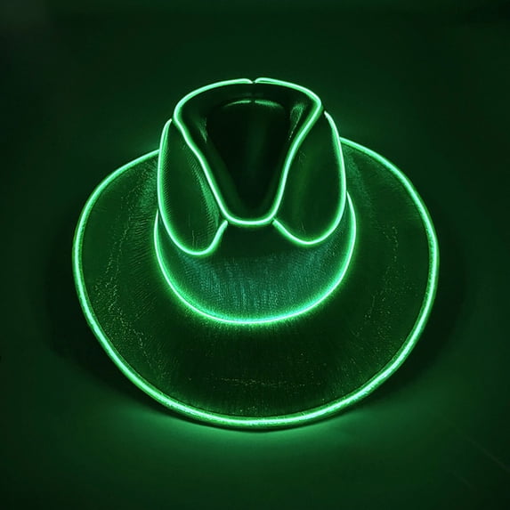 LED Light Up Cowboy Hat, Flashing Glowing Party Hat for Halloween and Cosplay, Battery Operated with Multiple Modes, Unisex Large Size