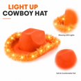 thumbnail image 1 of LED Light Up Cowboy Hat for Adults, Orange Western Cowboy Hat With Feather Trim, Lighted Party Cowgirl Hat for Holiday Night Event, 1 of 6