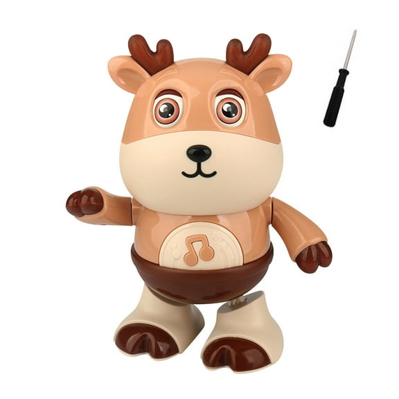 LED Light Up Dancing Cow Toy, Musical Animated Plush with Music and Lights, Interactive Shaking Cow Deer, Gray