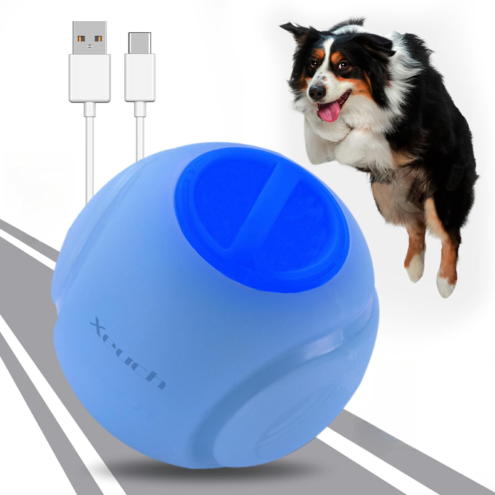 LED Light Up Dog Ball Toys, Rechargeable Bounce-Activated Durable Fetch Ball, Natural Rubber, 2.5 inches