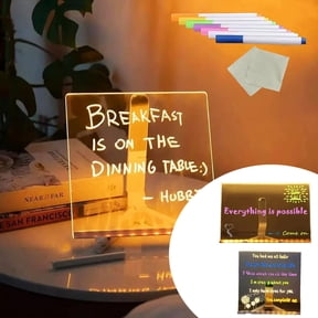 LED Light Up Drawing Board Transparent Writing Board for Kids DIY Craft Stationery USB Powered Glow Message Board
