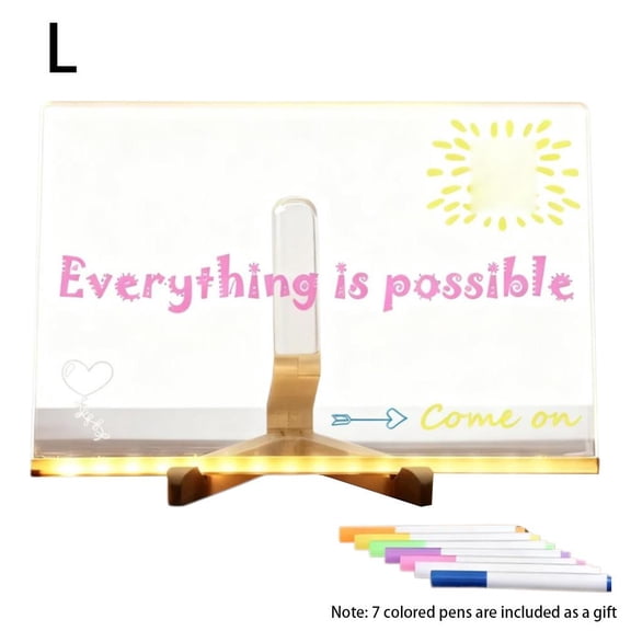 LED Light Up Drawing Board with Stand, Clear Acrylic, 7 Color Markers, USB Powered, Small/Medium/Large, Kids Creative Toy & Tablet Stand