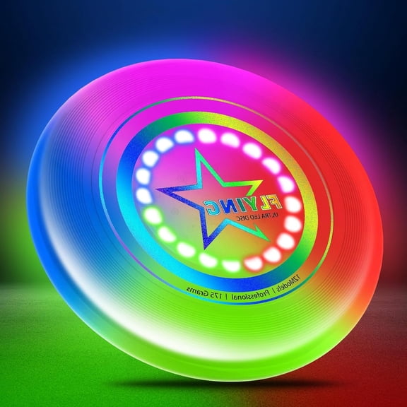LED Light Up Flying Disc Toys for  Adults, 7 Colors Modes  Modes Flying Ring, Rechargeable, 175g, Easter Basket Stuffer for Boys Girls, for Outdoor