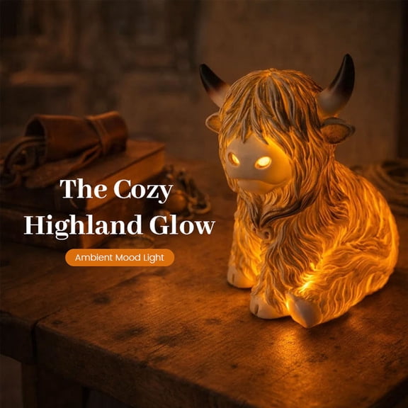 LED Light-Up Highland Cow | Light Up Highland Cattle Outdoor Christmas Decor | Glowing Resin Cows Figurine Lamp for Garden, Porch, Lawn, Farmhouse, Holiday Lighted Decorations