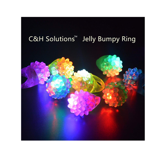 LED Light Up Jelly Bumpy Rings Toys - Assorted 240 ct Pack