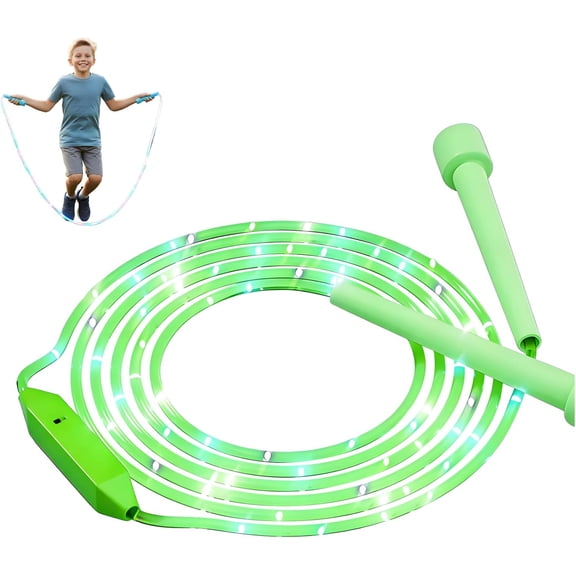 LED Light-Up Jump Rope for Kids, Rechargeable LED Light Up Jump Rope For Kids, Ju-mp R-ope, With Adjustable Length, Indoor And Outdoor Exercise Equipment, Cardio Training(Green)
