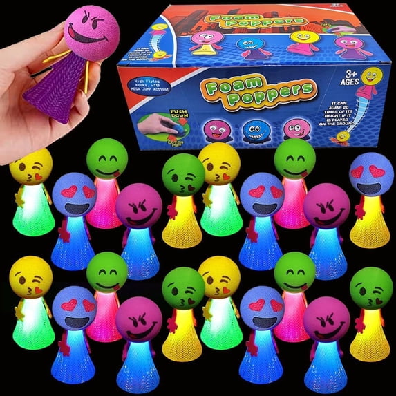 LED Light Up Jumping Popper Toys, 24 Pack, Spring Launchers, Party ...