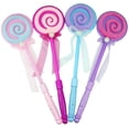 thumbnail image 1 of LED Light-Up Lollipop Glow Sticks Toys Flashing Fairy Wand Sticks Birthday Gift Kids Party Supplies - 4 pack (Random Color), 1 of 6
