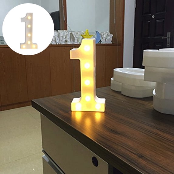 LED Light Up Marquee Number Sign Battery Operated Plastic Tabletop Lamp for Birthday Wedding Party Festival Home Wall Decor