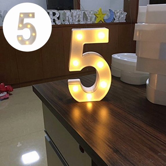 LED Light Up Marquee Number Sign Battery Operated Plastic Tabletop Lamp for Birthday Wedding Party Festival Home Wall Decor