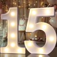 thumbnail image 1 of Pooqla LED Light up Number Letters, White Plastic Marquee Number Lights Sign Party Wedding, Bar, Night Light, Room, Birthday Decoration, Number 15, 1 of 9