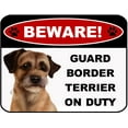 thumbnail image 1 of LED Light Up Red Flashing Blinking Attention Grabbing Laminated Dog Sign Beware Guard Border Terrier on Duty Yard Fence Gate, 1 of 5