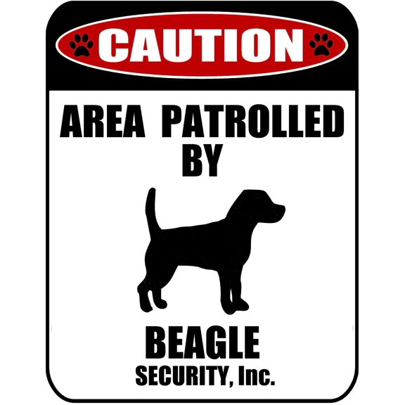 LED Light Up Red Flashing Blinking Attention Grabbing Laminated Dog Sign Caution Area Patrolled by Beagle (Silhouette) Yard Fence Gate