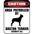 thumbnail image 1 of LED Light Up Red Flashing Blinking Attention Grabbing Laminated Dog Sign Caution Area Patrolled by Boston Terrier (Silhouette) Yard Fence Gate, 1 of 5