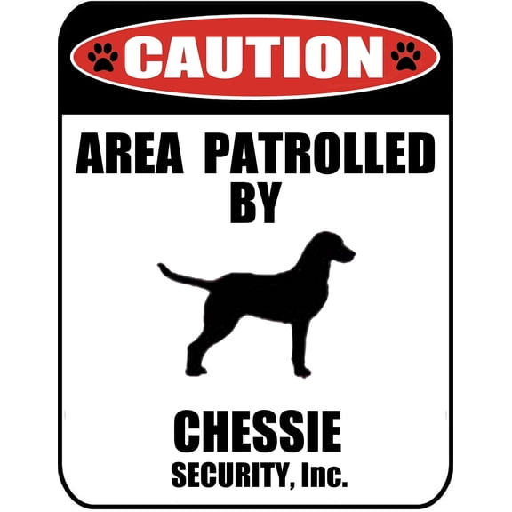 LED Light Up Red Flashing Blinking Attention Grabbing Laminated Dog Sign Caution Area Patrolled by Chessie (Silhouette) Yard Fence Gate