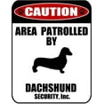 thumbnail image 1 of LED Light Up Red Flashing Blinking Attention Grabbing Laminated Dog Sign Caution Area Patrolled by Dachshund (Silhouette) Yard Fence Gate, 1 of 5