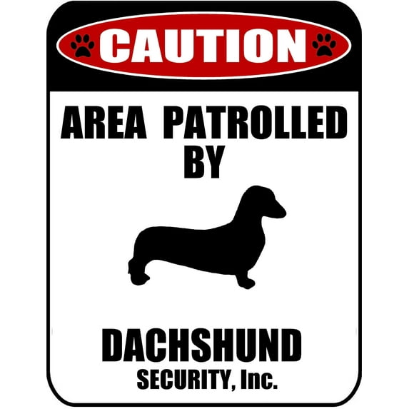 LED Light Up Red Flashing Blinking Attention Grabbing Laminated Dog Sign Caution Area Patrolled by Dachshund (Silhouette) Yard Fence Gate