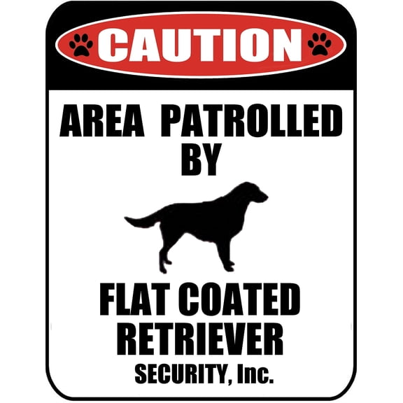 LED Light Up Red Flashing Blinking Attention Grabbing Laminated Dog Sign Caution Area Patrolled by Flat Coated Retriever (Silhouette) Yard Fence Gate