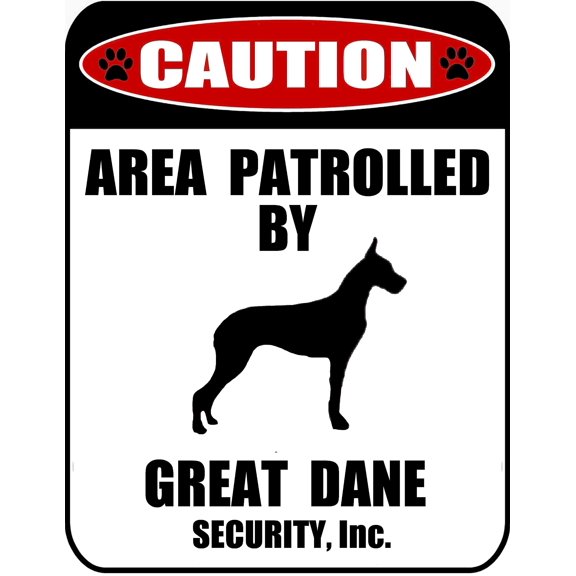 LED Light Up Red Flashing Blinking Attention Grabbing Laminated Dog Sign Caution Area Patrolled by Great Dane (Silhouette) Yard Fence Gate