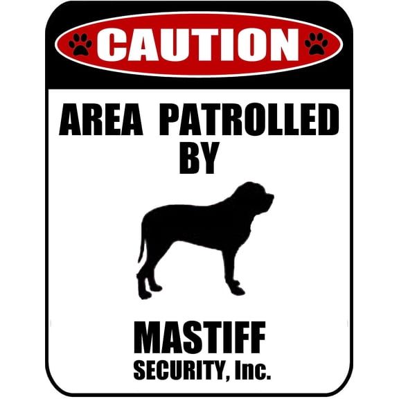 LED Light Up Red Flashing Blinking Attention Grabbing Laminated Dog Sign Caution Area Patrolled by Mastiff (Silhouette) Yard Fence Gate