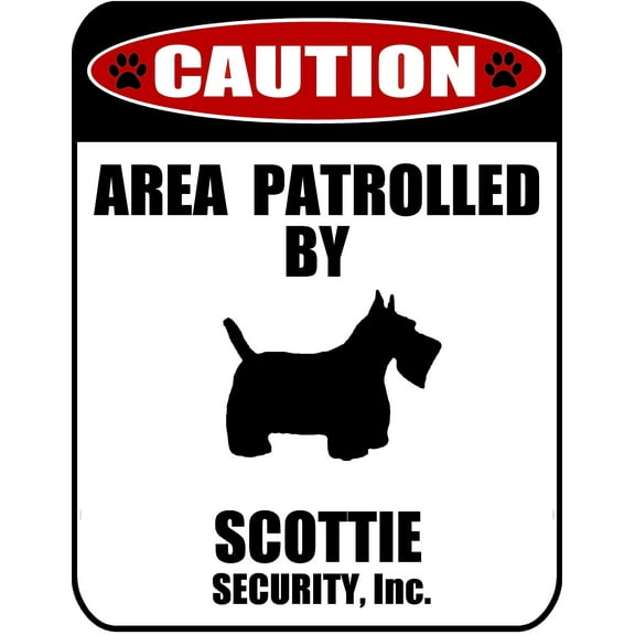 LED Light Up Red Flashing Blinking Attention Grabbing Laminated Dog Sign Caution Area Patrolled by Scottie (Silhouette) Yard Fence Gate
