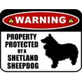 thumbnail image 1 of LED Light Up Red Flashing Blinking Attention Grabbing Laminated Dog Sign Warning Property Protected by a Shetland Sheepdog (Silhouette) Yard Fence Gate, 1 of 5