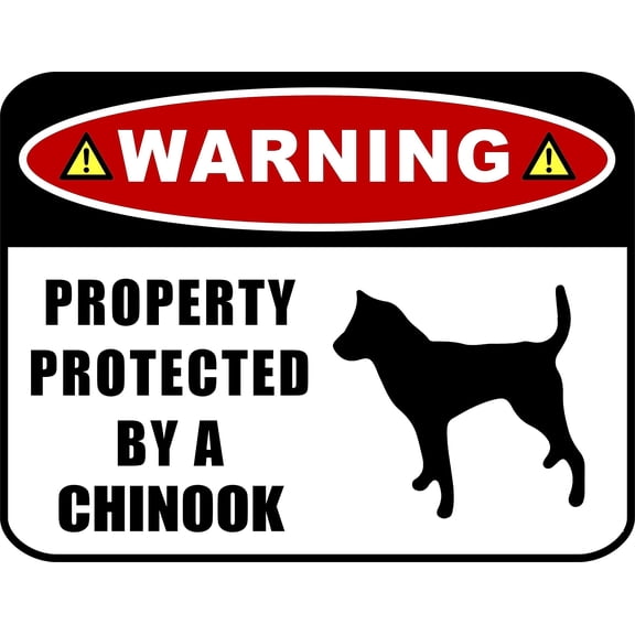 LED Light Up Red Flashing Blinking Attention Grabbing Laminated Dog Sign Warning Property Protected by a Chinook (Silhouette) Yard Fence Gate