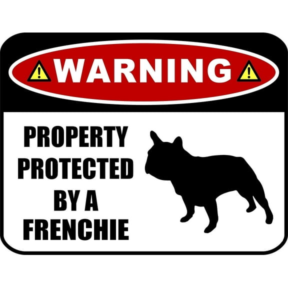 LED Light Up Red Flashing Blinking Attention Grabbing Laminated Dog Sign Warning Property Protected by a Frenchie (Silhouette) Yard Fence Gate