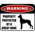 thumbnail image 1 of LED Light Up Red Flashing Blinking Attention Grabbing Laminated Dog Sign Warning Property Protected by a Great Dane (Silhouette) Yard Fence Gate, 1 of 5