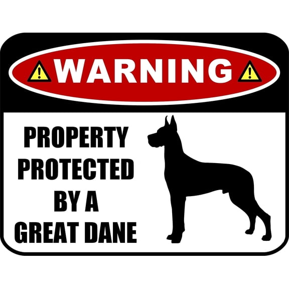 LED Light Up Red Flashing Blinking Attention Grabbing Laminated Dog Sign Warning Property Protected by a Great Dane (Silhouette) Yard Fence Gate