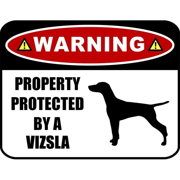 LED Light Up Red Flashing Blinking Attention Grabbing Laminated Dog Sign Warning Property Protected by a Vizsla (Silhouette) Yard Fence Gate
