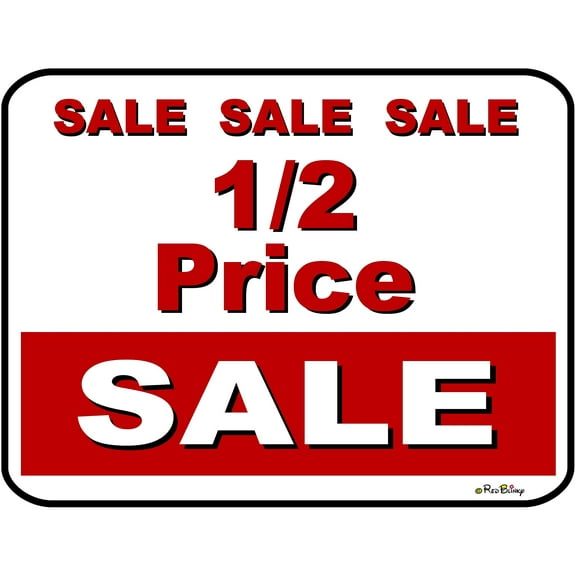 LED Light Up Red Flashing Blinking Attention Grabbing Laminated Store Sign Half Price Sale