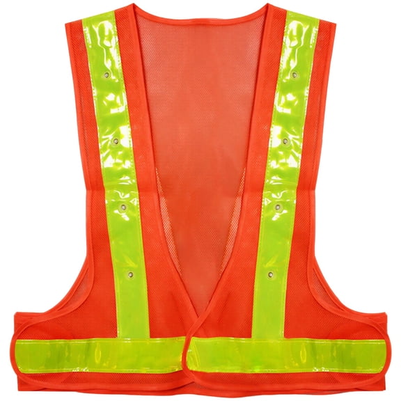 LED Light Up Reflective Safety Vest, Noticeable Visibility Warning Vest, Orange-red Mesh, Adjustable, for Running, Cycling, Traffic, Construction
