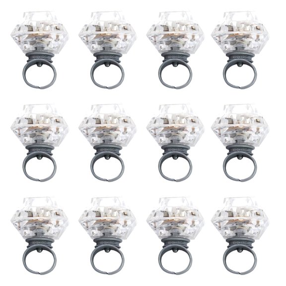 LED Light-Up Rings, Perfect Princess Party Favors and Glow Toys for Birthdays, Weddings, and Bridal Showers, 12pcs