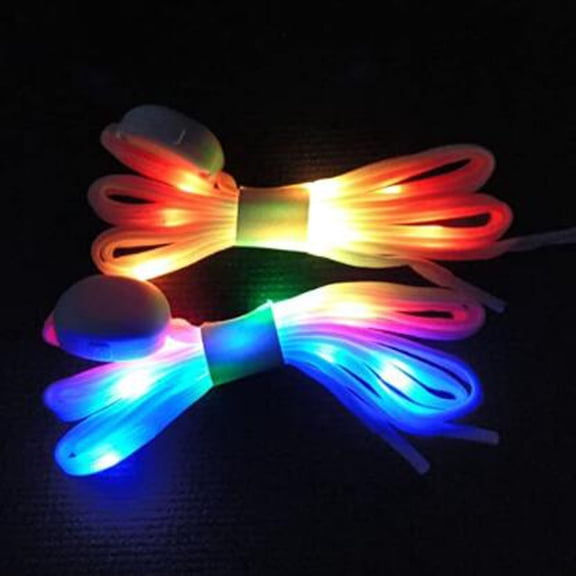 LED Light-Up Shoelaces with 3 Modes and 7 Colors, , White, 1 Pair
