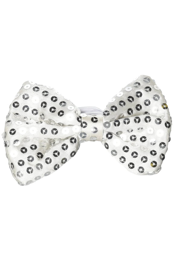 LED Light Up Silver Sequin Bow Tie (12 Pieces)