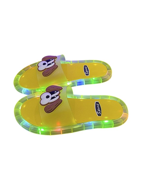 LED Light-Up Slide Sandals, Colorful Flashing Open-Toe Slippers with Cartoon Decor for Adults