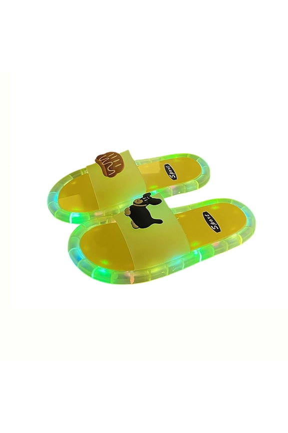 LED Light-Up Slide Sandals, Colorful Flashing Open-Toe Slippers with Cartoon Decor for Adults