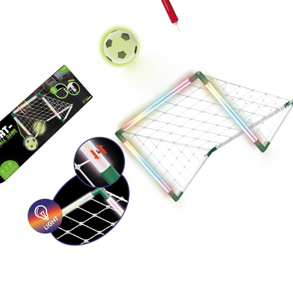 LED Light Up Soccer Goal Set For Kids Featuring Portable Design And Strong Plastic Build Ideal For Outdoor Activities
