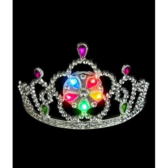 Fun Central O968 1pc LED Light Up Tiara, LED Princess Tiara, Tiaras Toys For Little Girls - Multicolor