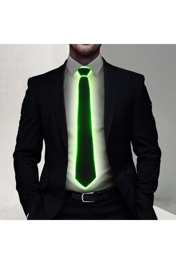 LED Light Up Tie For Men Glowing Party Accessory Novelty Fashion Statement For Weddings And Night Events, Light Green