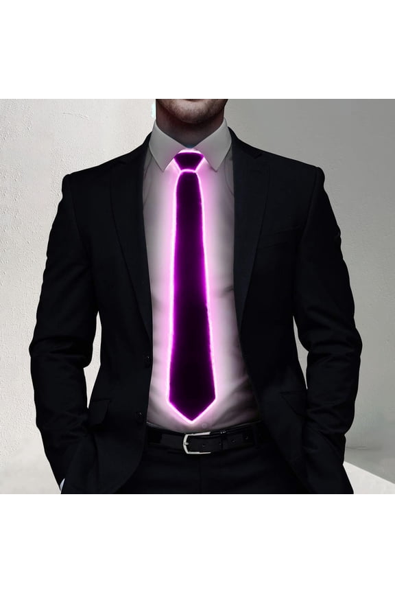 LED Light Up Tie For Men Glowing Party Accessory Novelty Fashion Statement For Weddings And Night Events, Light Pink