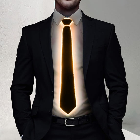 LED Light Up Tie For Men Glowing Party Accessory Novelty Fashion Statement For Weddings And Night Events, Orange