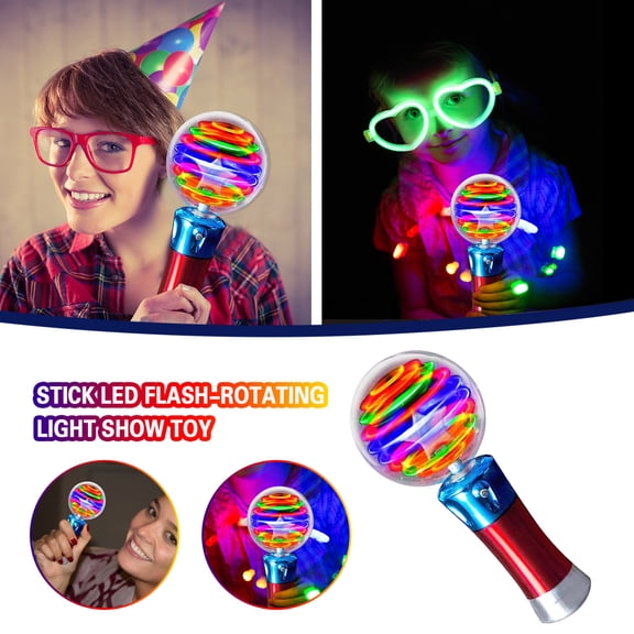 LED Light-Up Toy Wand, Flash-Rotating Luminous Stick - Light Show Party Favors, Nighttime Sensory Play for Kids