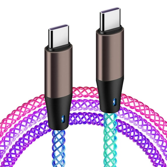 LED Light Up USB C Cable , 3.3FT Glowing Fast Charging Cable, USB C to USB C Cord, Type C Charger Cable Compatible with 15