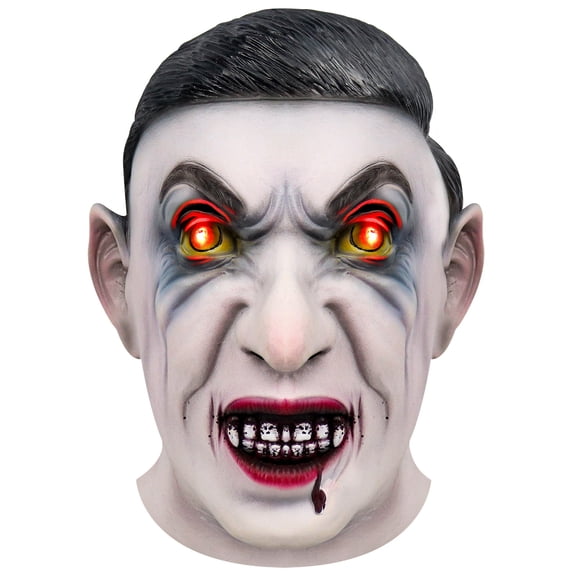 LED Light Up Vampire Mask Scary Halloween Costume Latex Over Head Face for Adult Cosplay Party