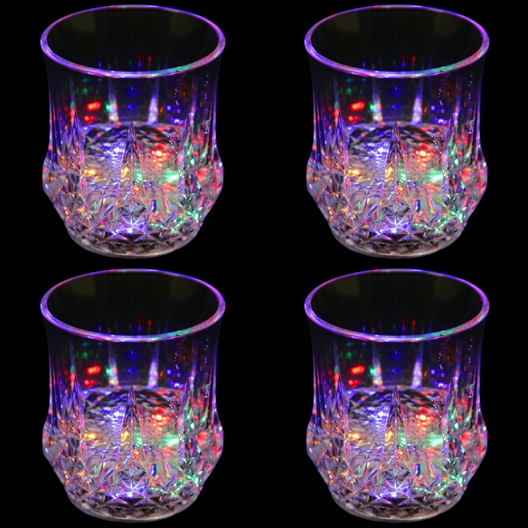 Betydning foran fangst LED Light-Up Whiskey Glass Water Activated Colorful Flashing LED Light Up  Flashing Cups with Blinking LED Lights - Set of 4 - Walmart.com