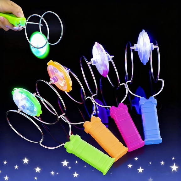 LED Light Up Yo-Yo Hand Crank Inertial Spinning Top Colorful Luminous Magnetic Track Educational Stress Relief Toy(Blue)
