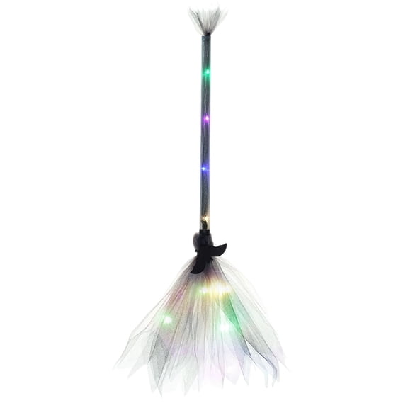 LED Light Up Witch Broom 2025 Halloween Decor - Purple Glowing Broomstick for Accessories, Witches Props, Spooky Party Decorations for Adults and Kids Indoor Outdoor