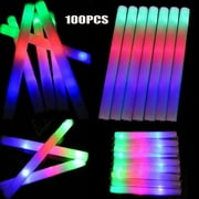 LED Light up 16 inch Multicolor Glow Foam Stick Cheer Tube Soft Batons - Pack of 100 by Partyglowz